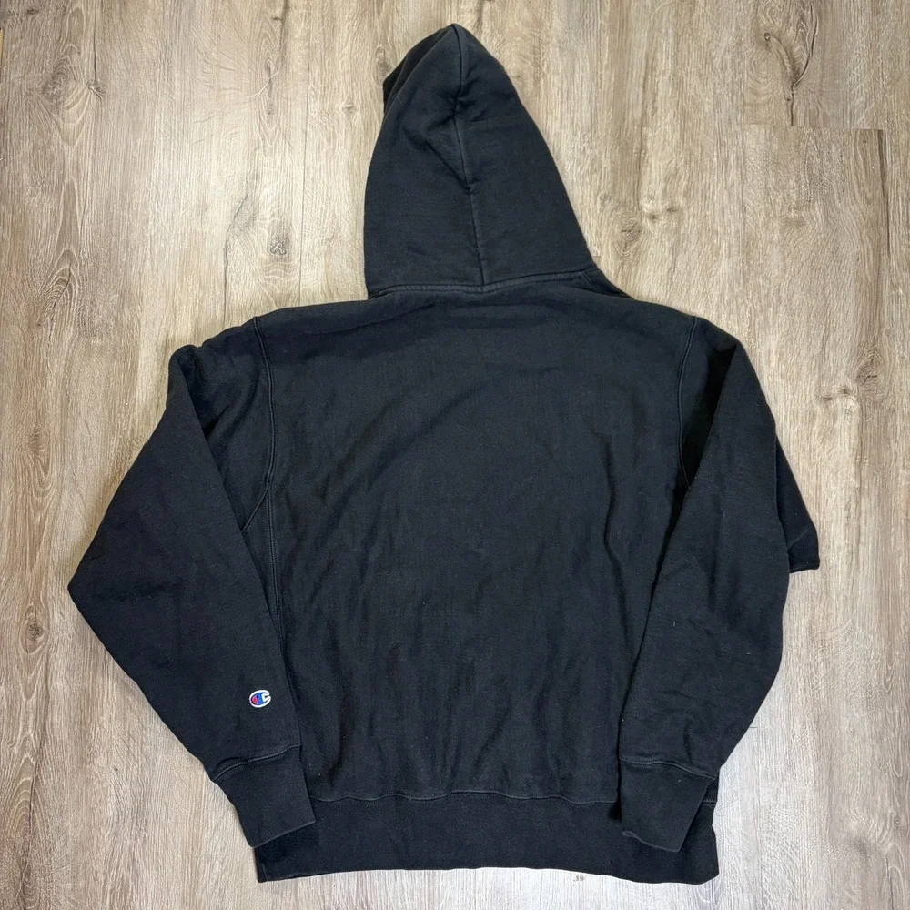 VTG NCSU Wolfpack Reverse Weave Hoodie Pullover Black Large Sweatshirt